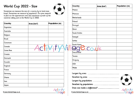 World Cup 2022 size worksheet