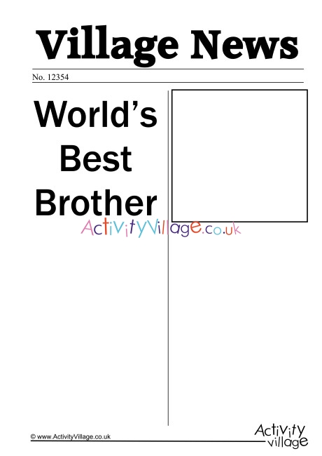 World's Best Brother Newspaper Writing Prompt