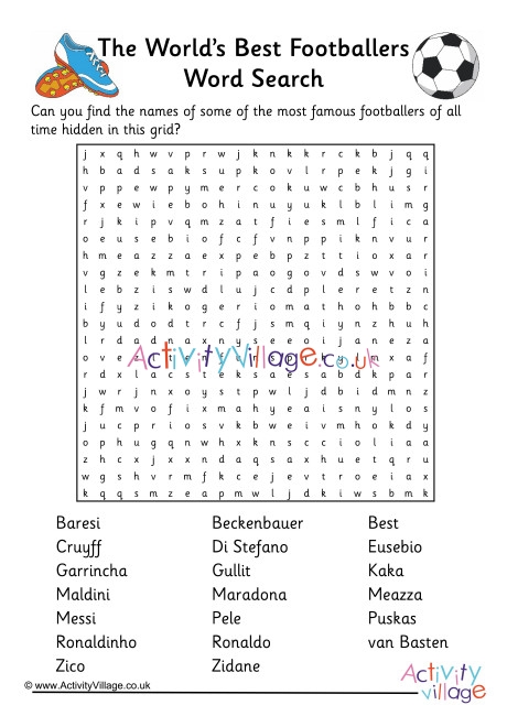 World's Best Footballers Word Search