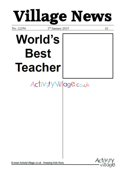 World's Best Teacher newspaper writing prompt