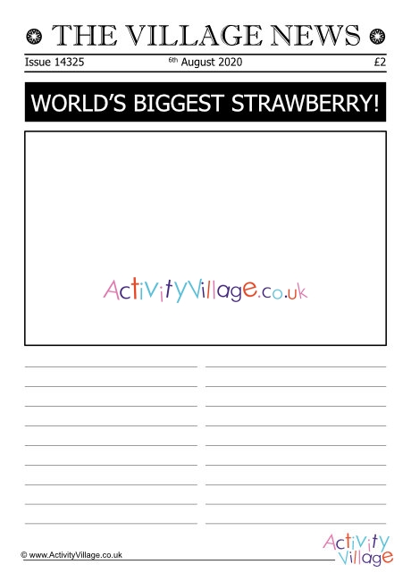 World's biggest strawberry newspaper worksheet