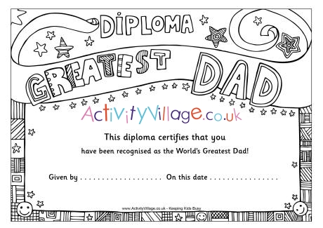 Worlds Greatest Dad diploma 