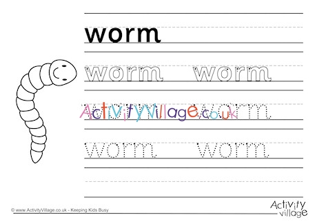 Worm Handwriting Worksheet