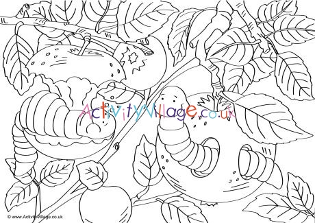 Worms Scene Colouring Page