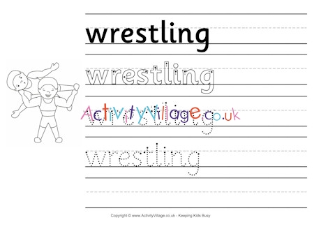 Wrestling handwriting worksheet