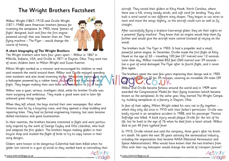 Wright Brothers Factsheet