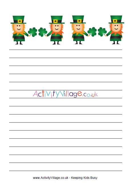 St Patrick's Day Writing Paper - Leprechauns and Shamrocks