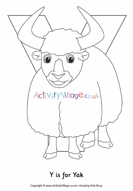 Y is for yak colouring page