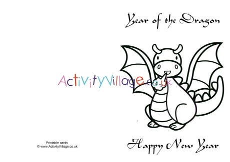 Year of the Dragon colouring card 2