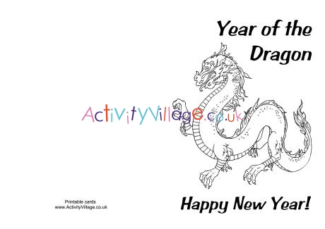 Year of the Dragon colouring card 3