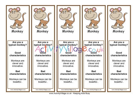 Year of the monkey bookmark