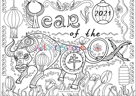 Year Of The Ox Colouring Page 1
