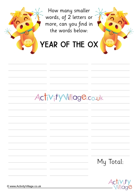 Year Of The Ox How Many Words