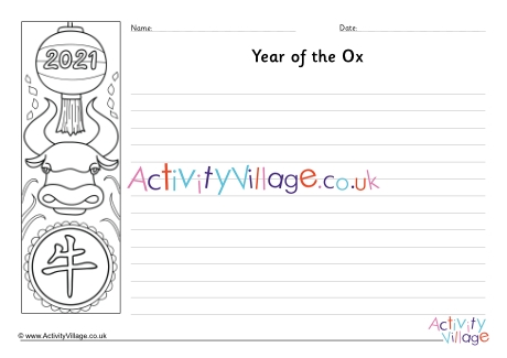 Year Of The Ox Writing Frame 