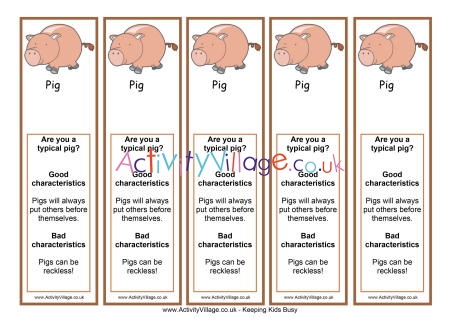 Year of the pig bookmark