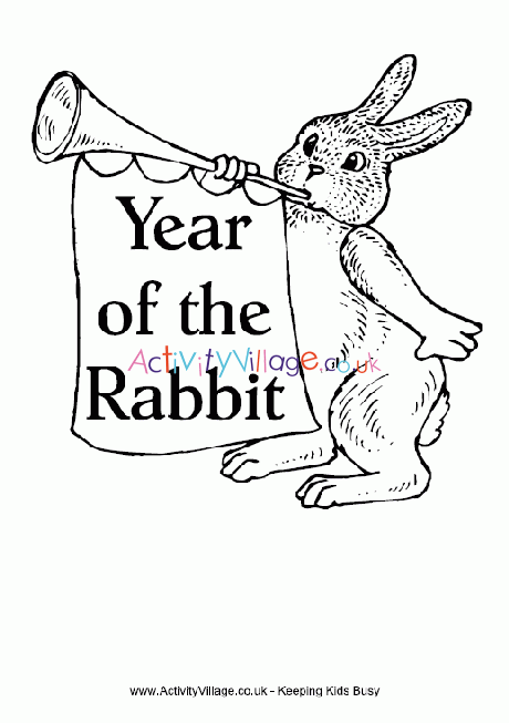 Year of the Rabbit colouring page