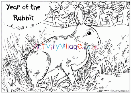 Year of the Rabbit Colouring Page