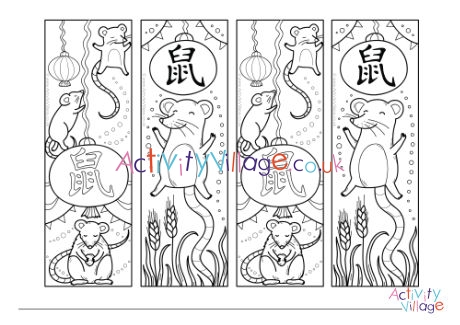 Year of the Rat colouring bookmarks
