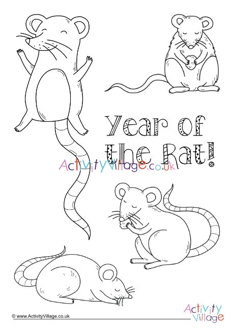 Year of the Rat colouring page 2