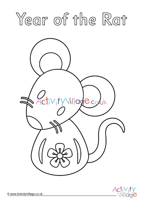 Year of the Rat colouring page 3