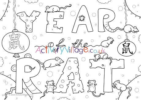 Year of the Rat colouring page