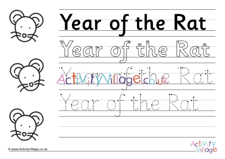 Year of the Rat handwriting worksheet
