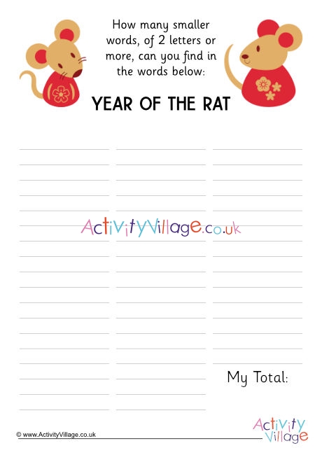 Year of the Rat how many words