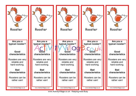 Year of the rooster bookmark