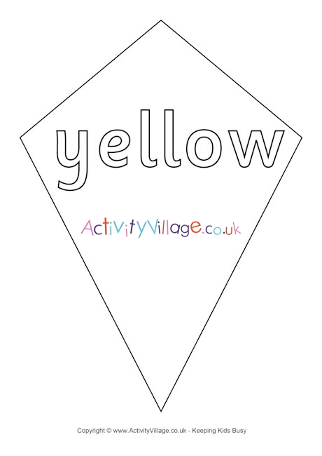 Yellow kite colouring page