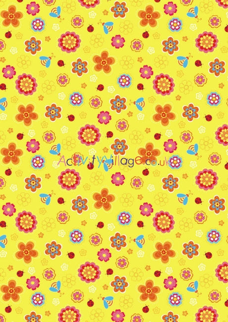 Yellow flowers and ladybugs small scrapbook paper