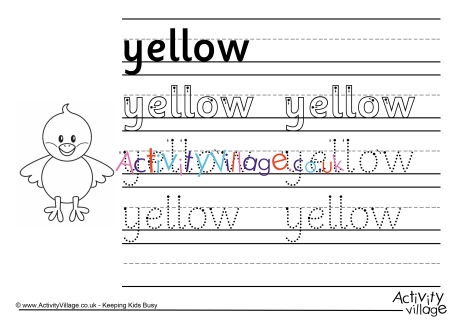 Yellow Handwriting Worksheet