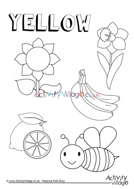 Yellow Things Colouring Page