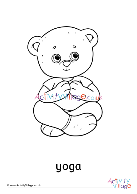 Yoga Teddy Bear Colouring Page