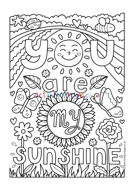 You Are My Sunshine Colouring Page