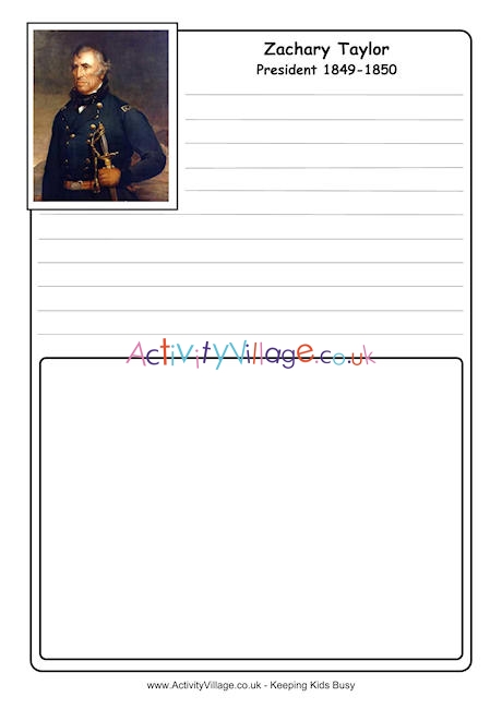 Zachary Taylor notebooking page