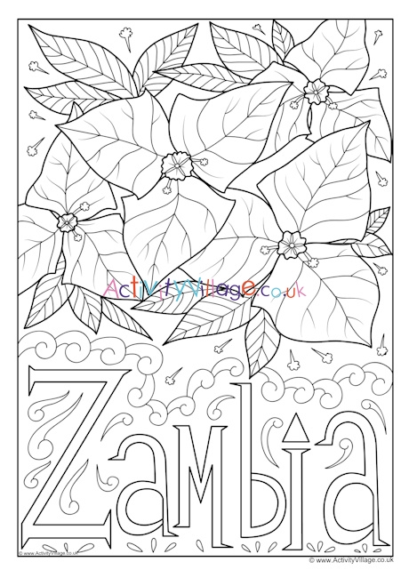 Zambia national flower colouring page