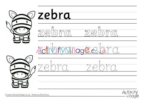 Zebra Handwriting Worksheet
