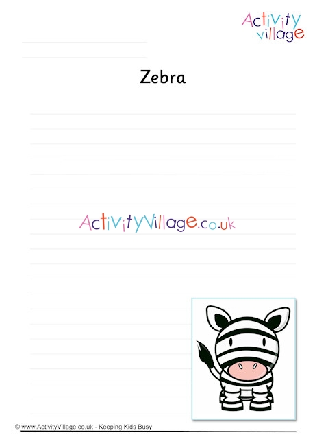 Zebra Writing Page