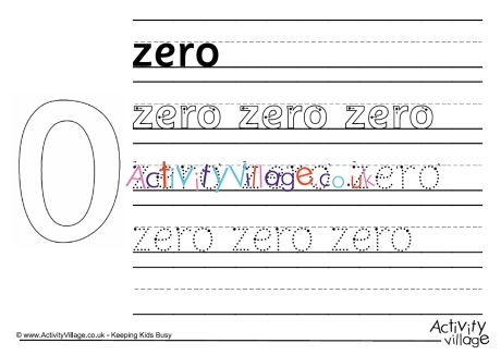 Zero handwriting worksheet