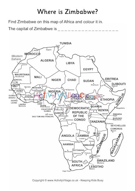 Zimbabwe location worksheet