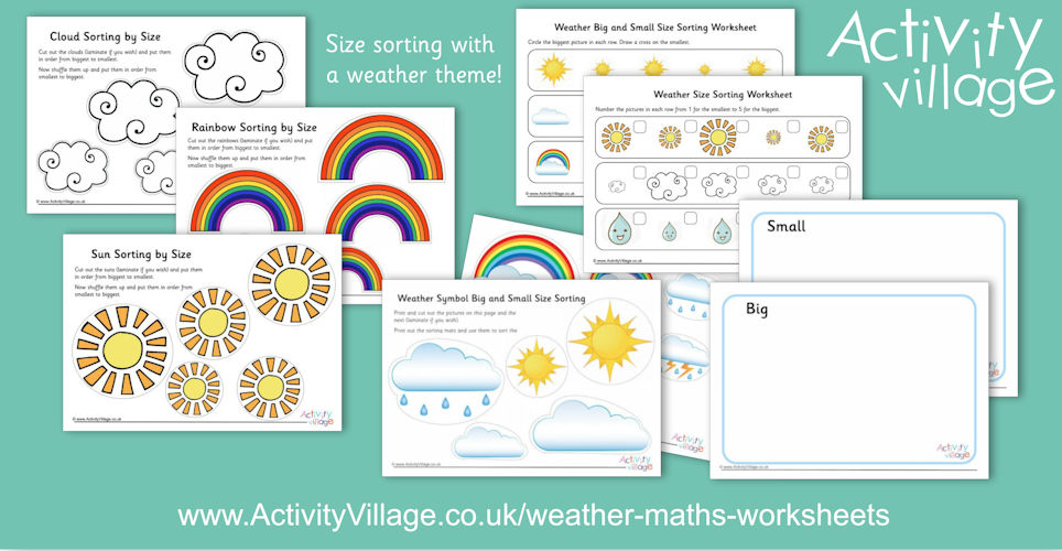 New Size Sorting Activities with a Weather Theme