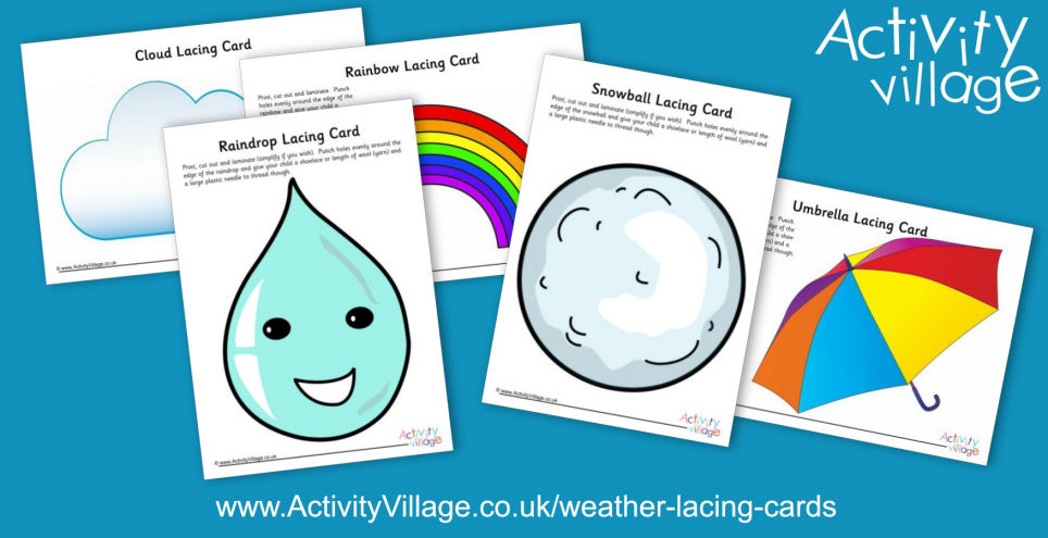 Work on Fine Motor Skills with these New Weather Lacing Cards